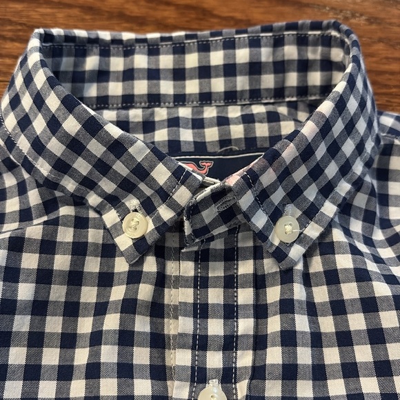 Vineyard Vines boys Blue and White checkered plaid Casual Button Down Shirt med - Picture 7 of 10
